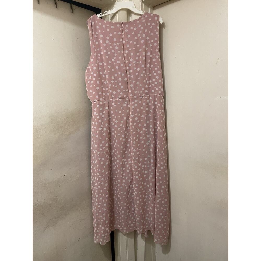 Notations Woman 3X Pink White Polka Dot Sleeveless Midi Dress Plus Size - Picture 3 of 3